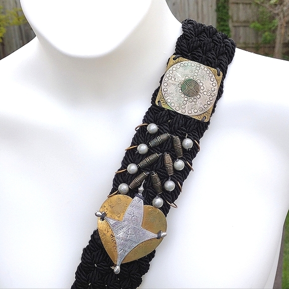 Boho Mixed Metal Braided Wide Belt